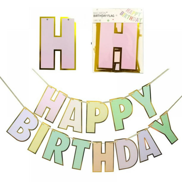 Natural Wooden Happy Birthday Craft Shapes Bunting Embellishments Decoration